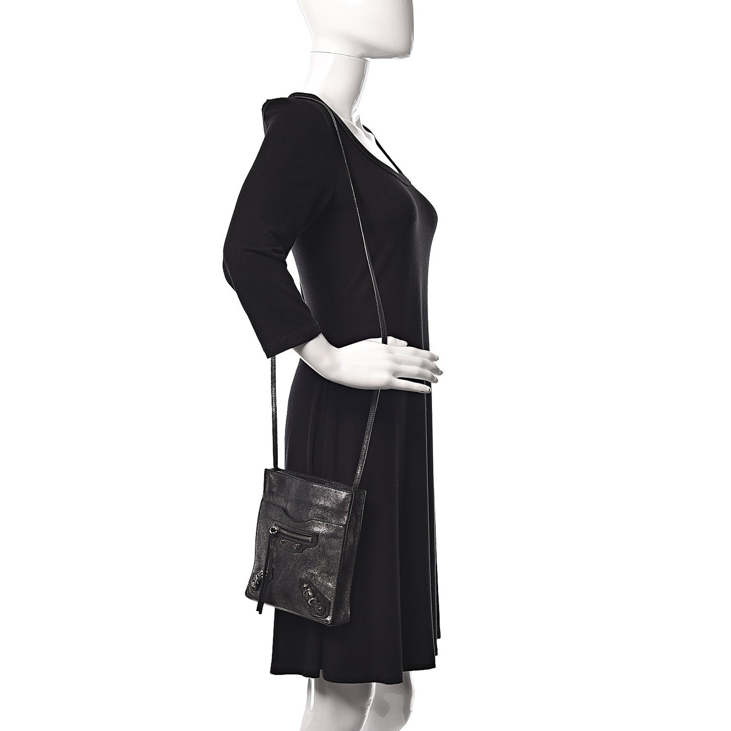 Metallic Calfskin Milkyway Papier Crossbody Bag Black