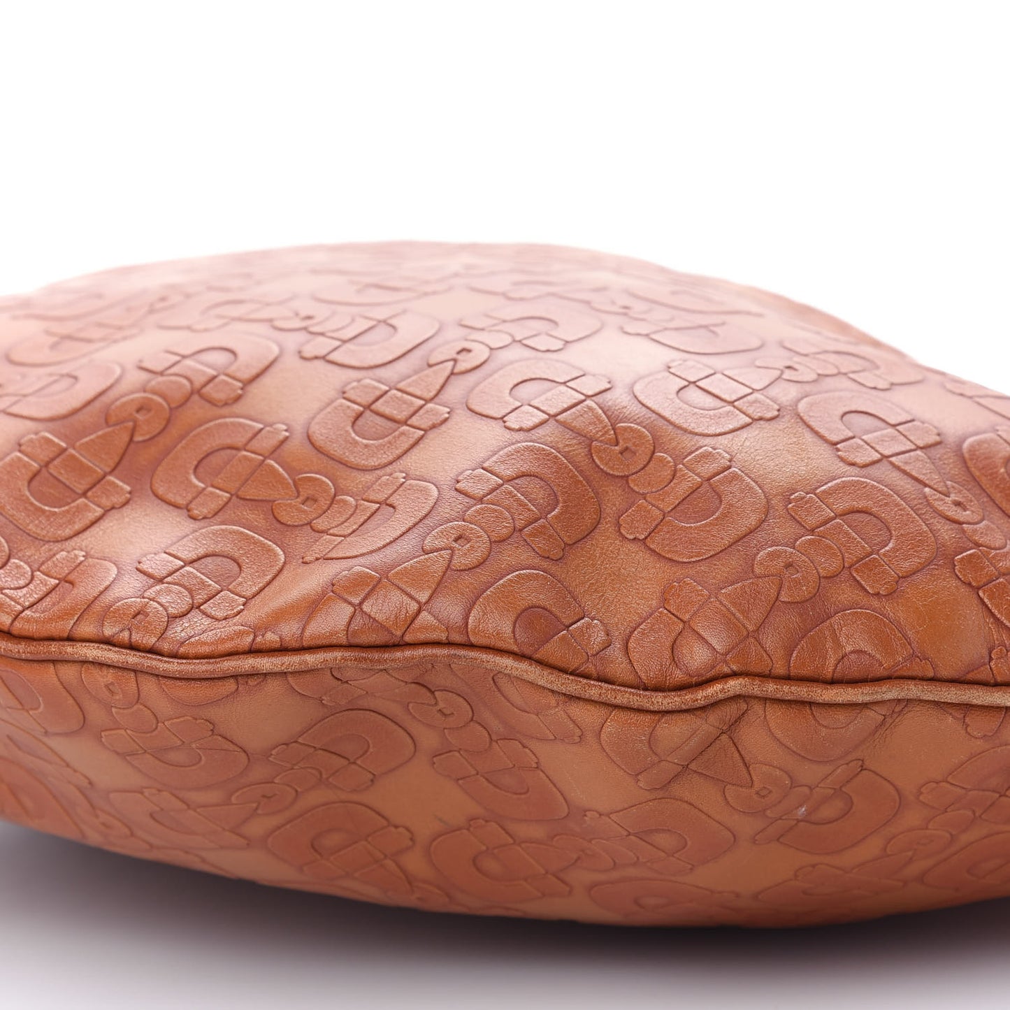 GGUCCI Calfskin Horsebit Embossed Glam Hobo Tan
