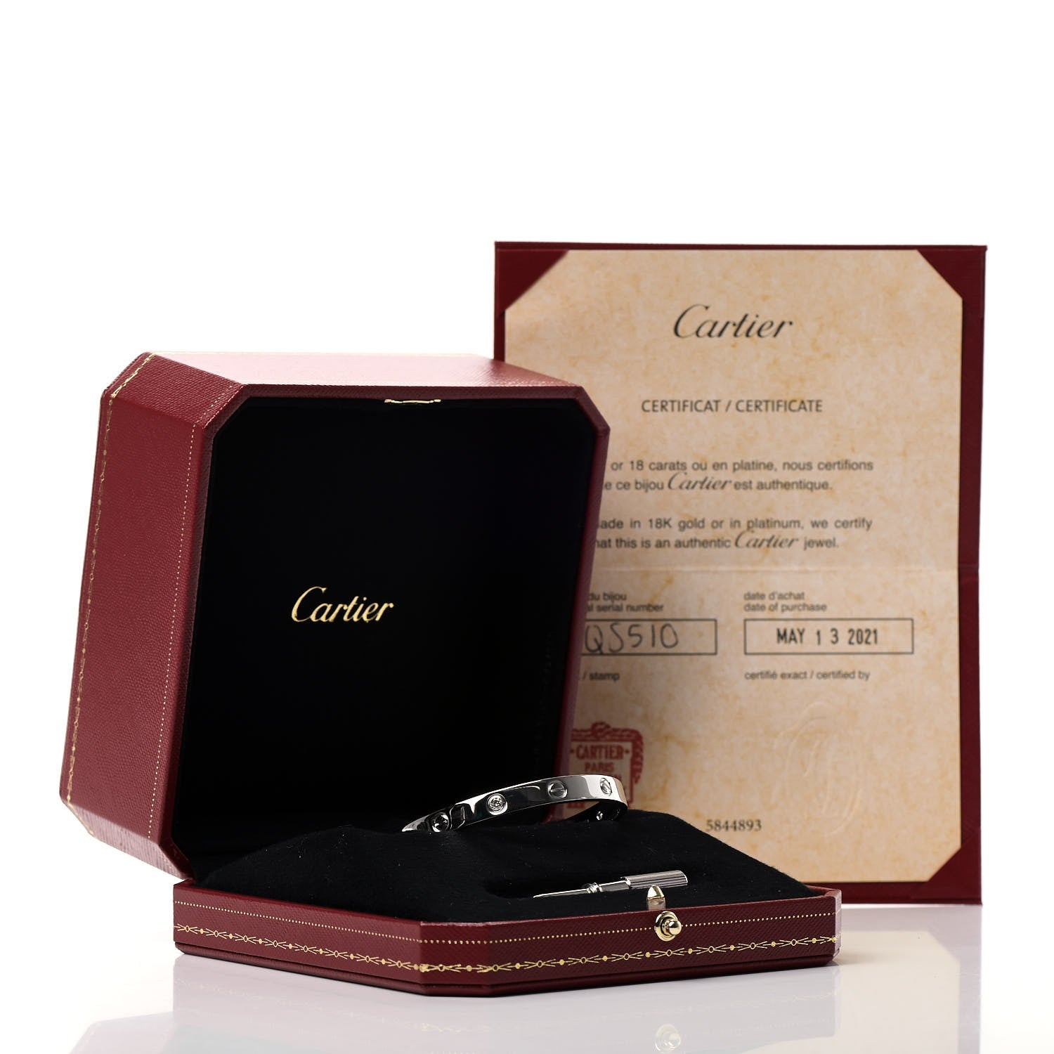 Cartier 18K White Gold 4 Diamond LOVE Bracelet 17 6 of 6