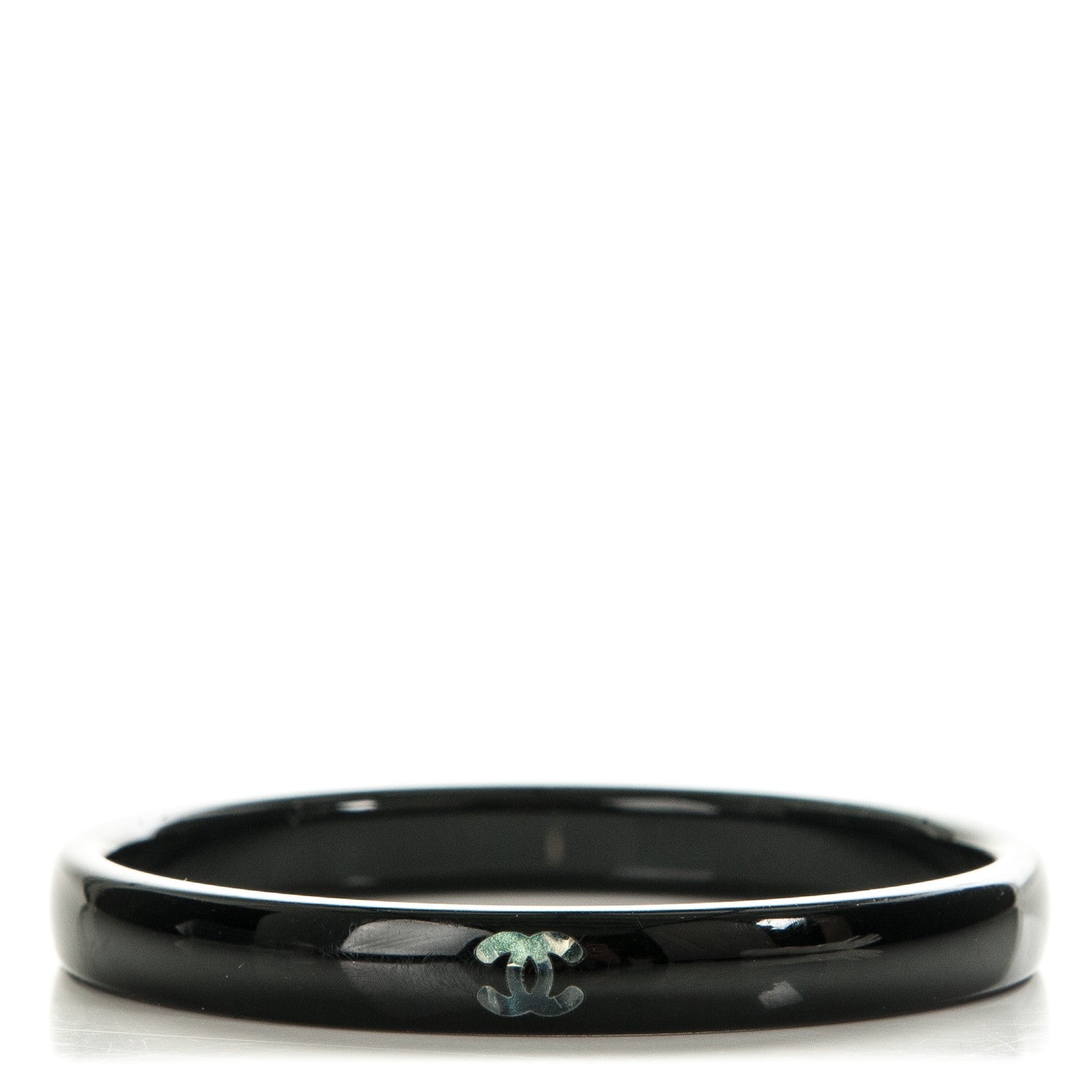 Chanel Resin Mother of Pearl CC Bangle Black 1 of 4