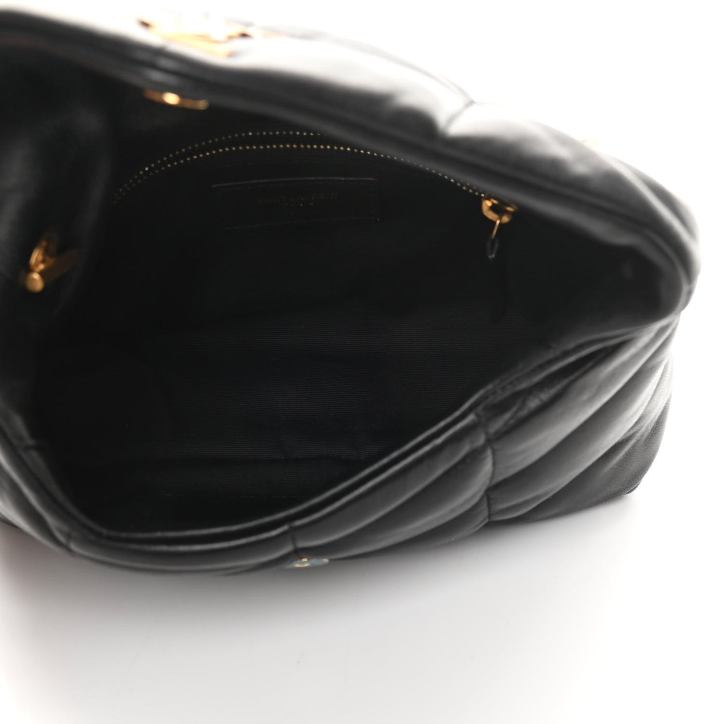 Lambskin Quilted Toy Loulou Puffer Monogram Chain Satchel Black