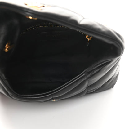 Saint Laurent Lambskin Quilted Toy Loulou Puffer Monogram Chain Satchel Black 5 of 10