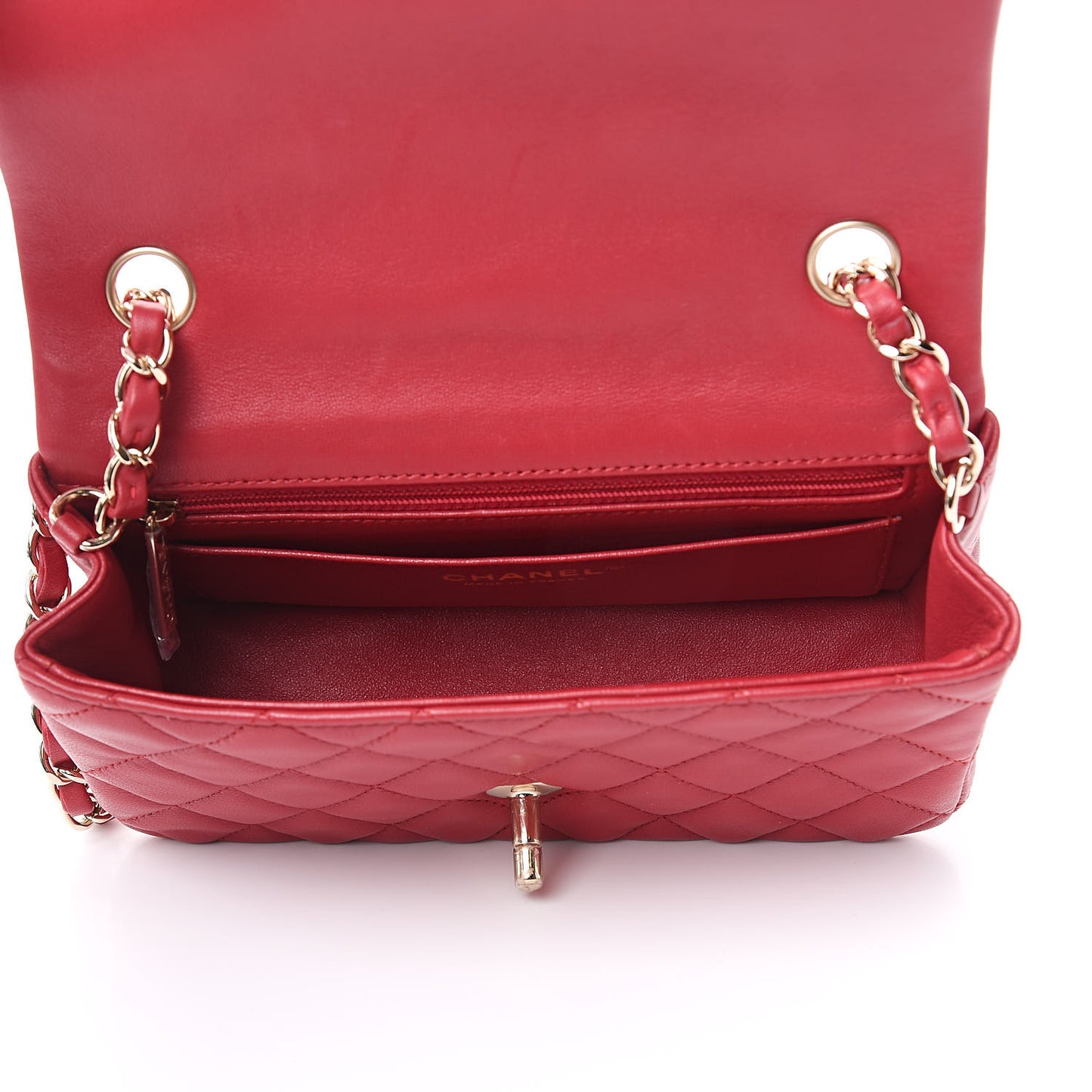 Lambskin Quilted Mini Rectangular Flap Red