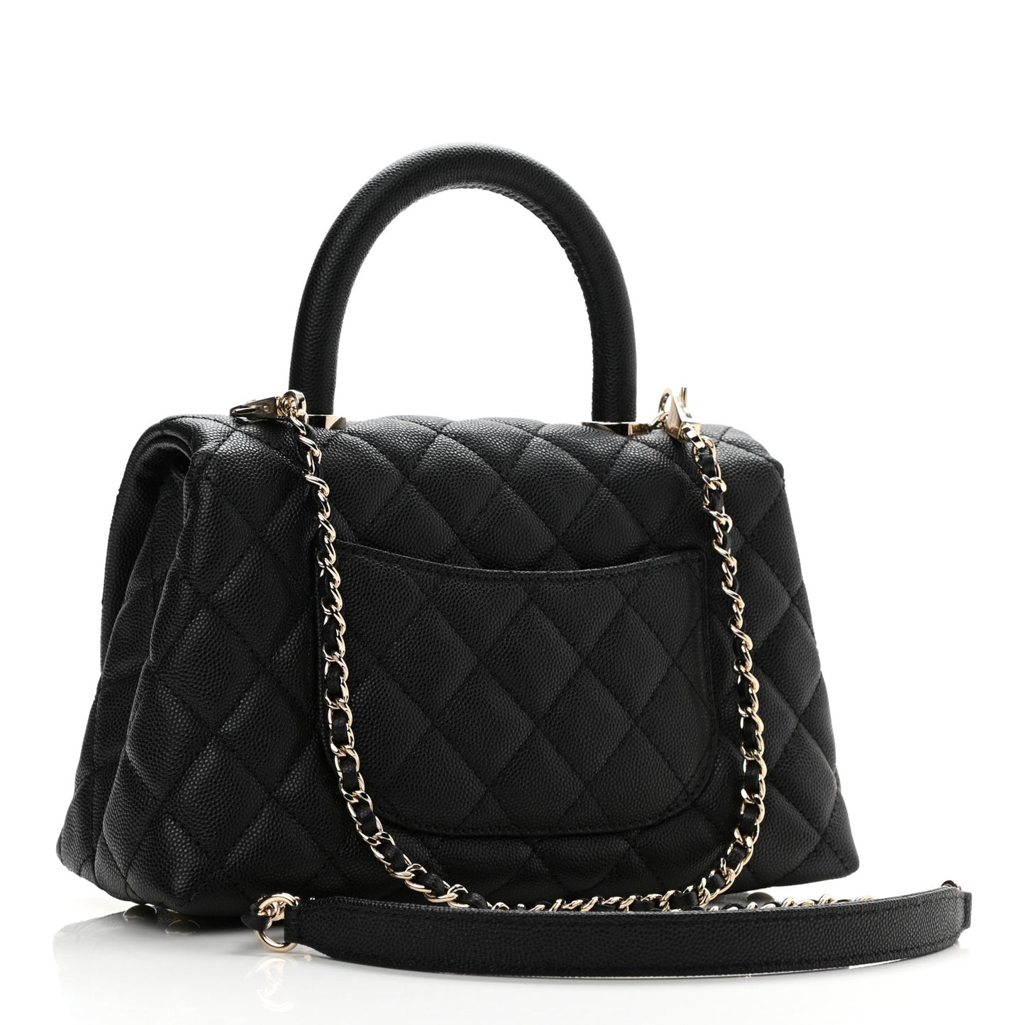 Caviar Quilted Mini Coco Handle Flap Black