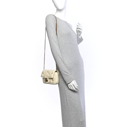 Gucci Calfskin Matelasse Double G Studs Mini Torchon GG Marmont Shoulder Bag White 2 of 11