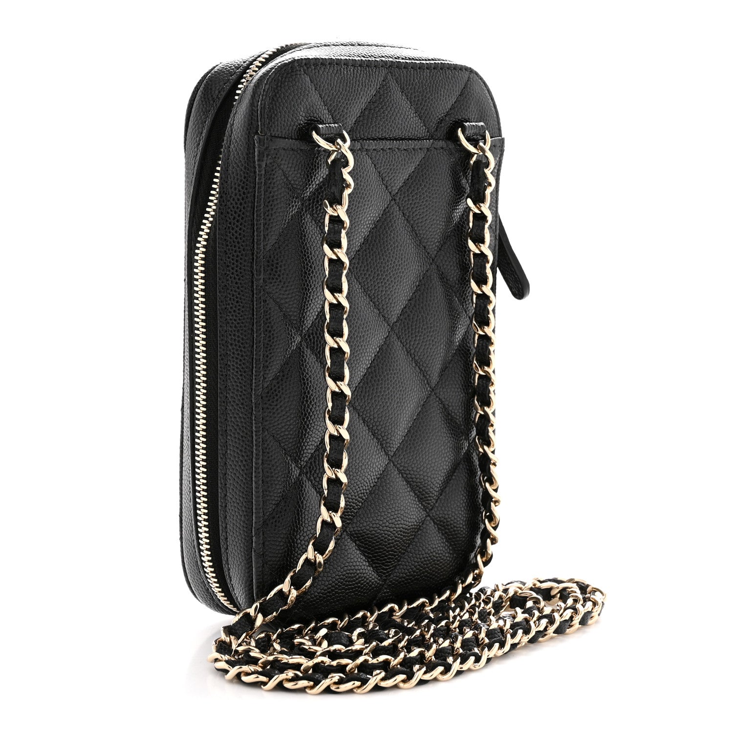 Chanel Caviar Quilted Phone Holder Wallet On Chain WOC Black 3 of 10