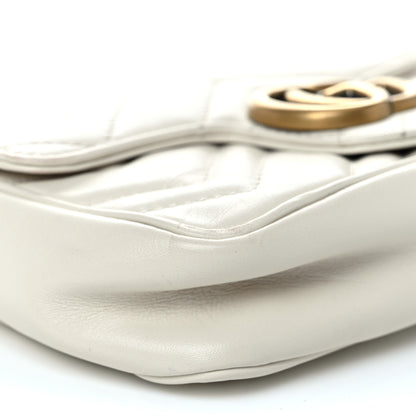 Gucci Calfskin Matelasse Super Mini GG Marmont Shoulder Bag White 8 of 11