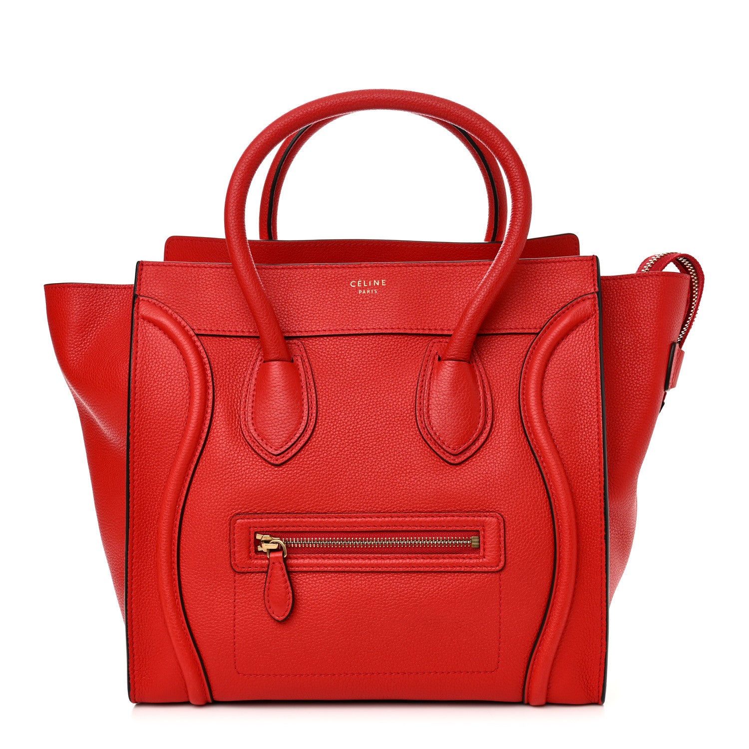 Celine Drummed Calfskin Mini Luggage Coquelicot 1 of 10