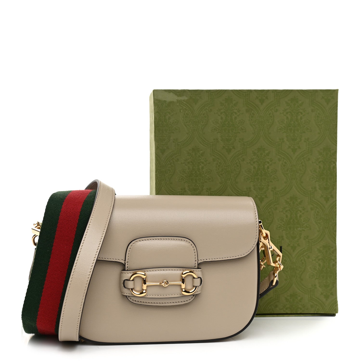 Gucci Azalea Calfskin Web Mini Horsebit 1955 Shoulder Bag Oatmeal 11 of 11
