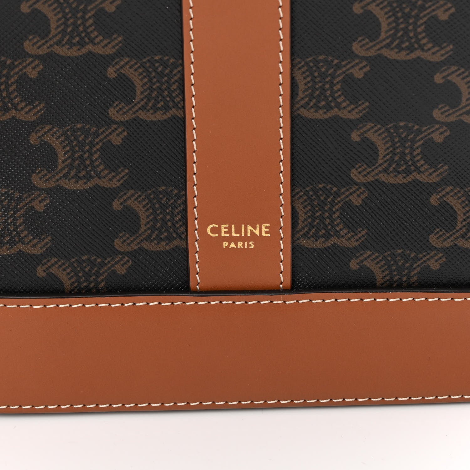 Celine Triomphe Canvas Calfskin Small Bucket Bag Tan 6 of 10