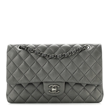 Chanel Metallic Lambskin Quilted Medium Double Flap Pewter 1 of 12