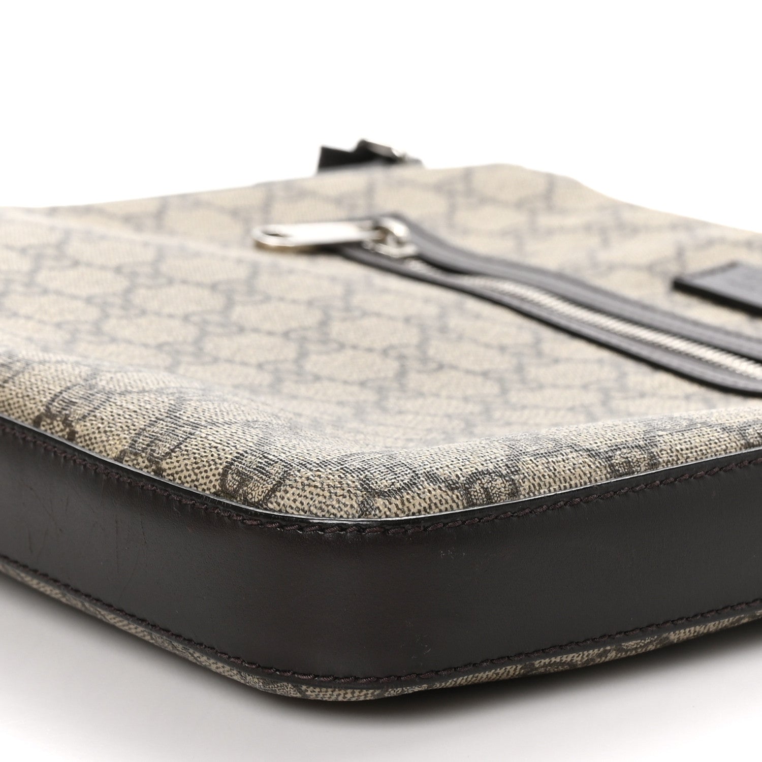 Gucci GG Supreme Monogram Medium Flat Messenger Bag Beige Brown 9 of 12