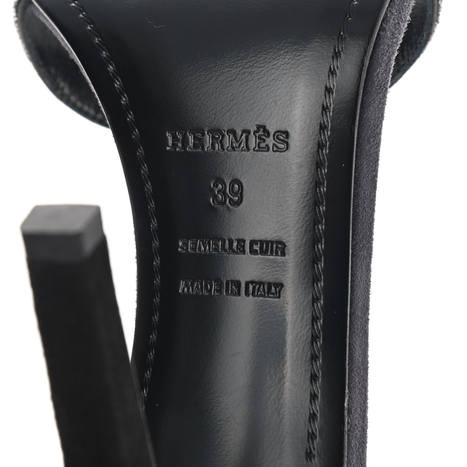 Hermes Suede Goatskin Crystal Premiere 105 Sandals 39 Black 7 of 12