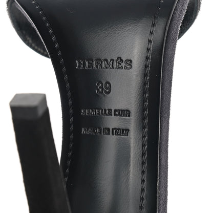 Hermes Suede Goatskin Crystal Premiere 105 Sandals 39 Black 7 of 12