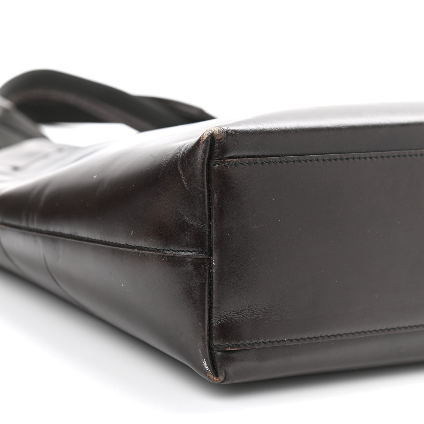 Vitello Lux Logo Tote Dark Brown