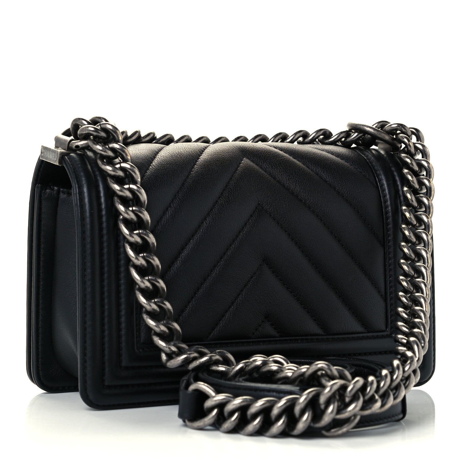 Chanel Calfskin Chevron Quilted Small Boy Flap Black 2 of 9