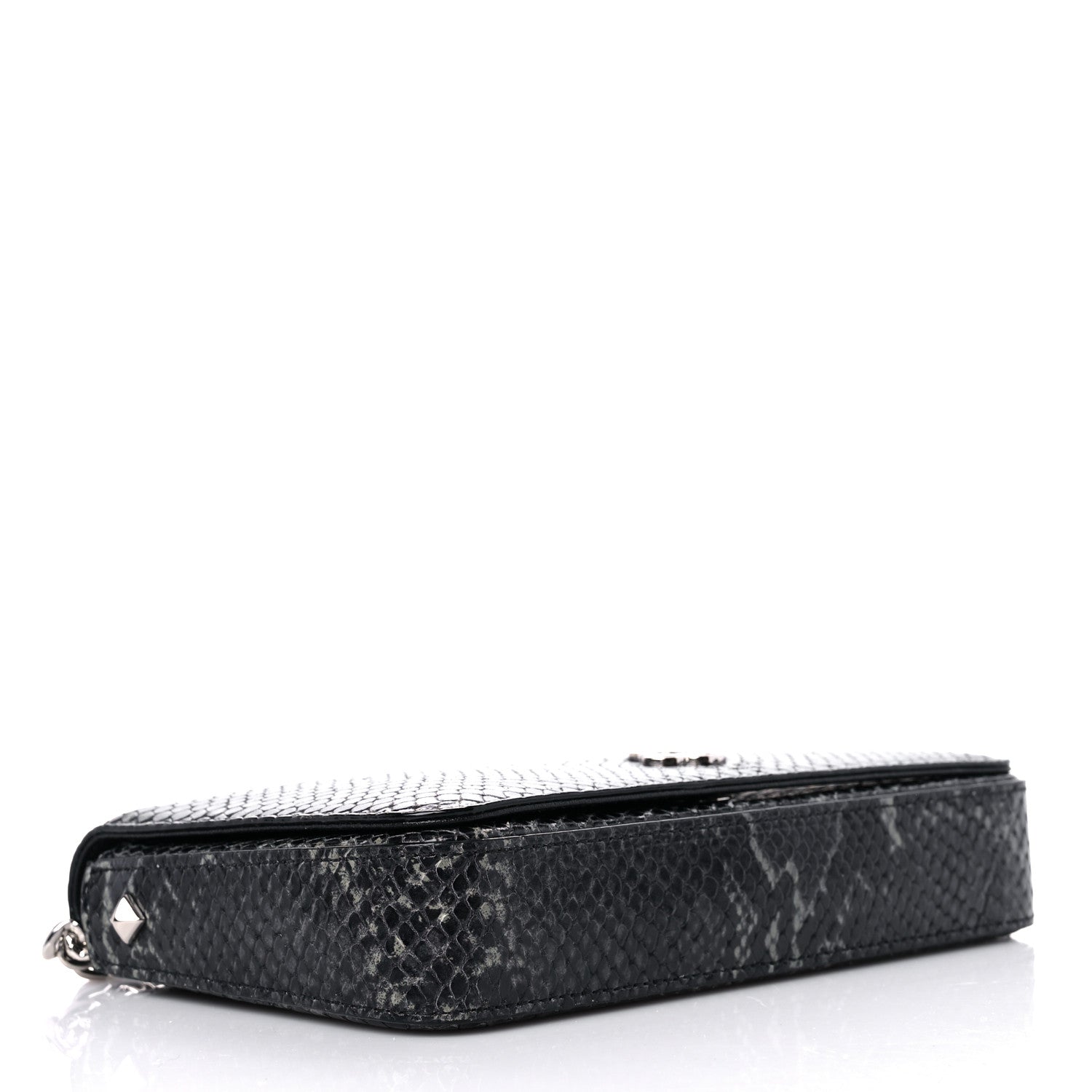 Jimmy Choo Elaphe Snakeskin Printed Wallet on Chain Anthracite 4 of 9