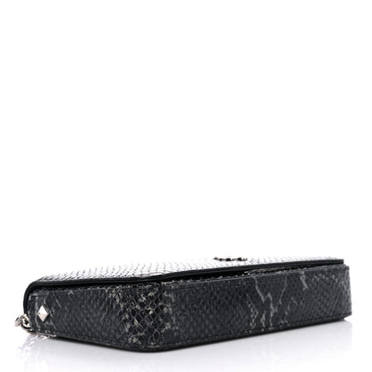 Jimmy Choo Elaphe Snakeskin Printed Wallet on Chain Anthracite 4 of 9