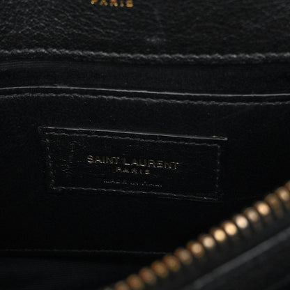 Saint Laurent Sheepskin Matelasse Chevron Monogram Medium College Bag Black 7 of 10