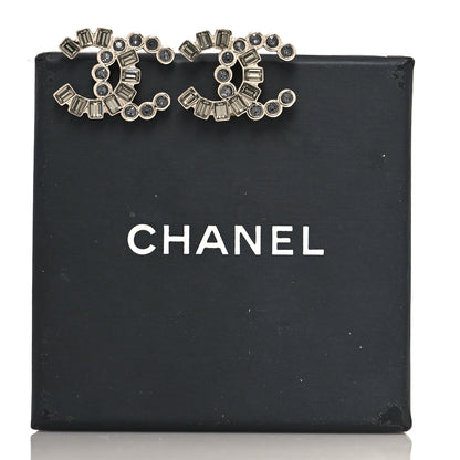 Chanel Baguette Crystal CC Earrings Gold Grey 5 of 5