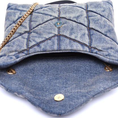 Saint Laurent Denim Quilted Toy Loulou Puffer Monogram Chain Satchel Rodeo Blue 11 of 12