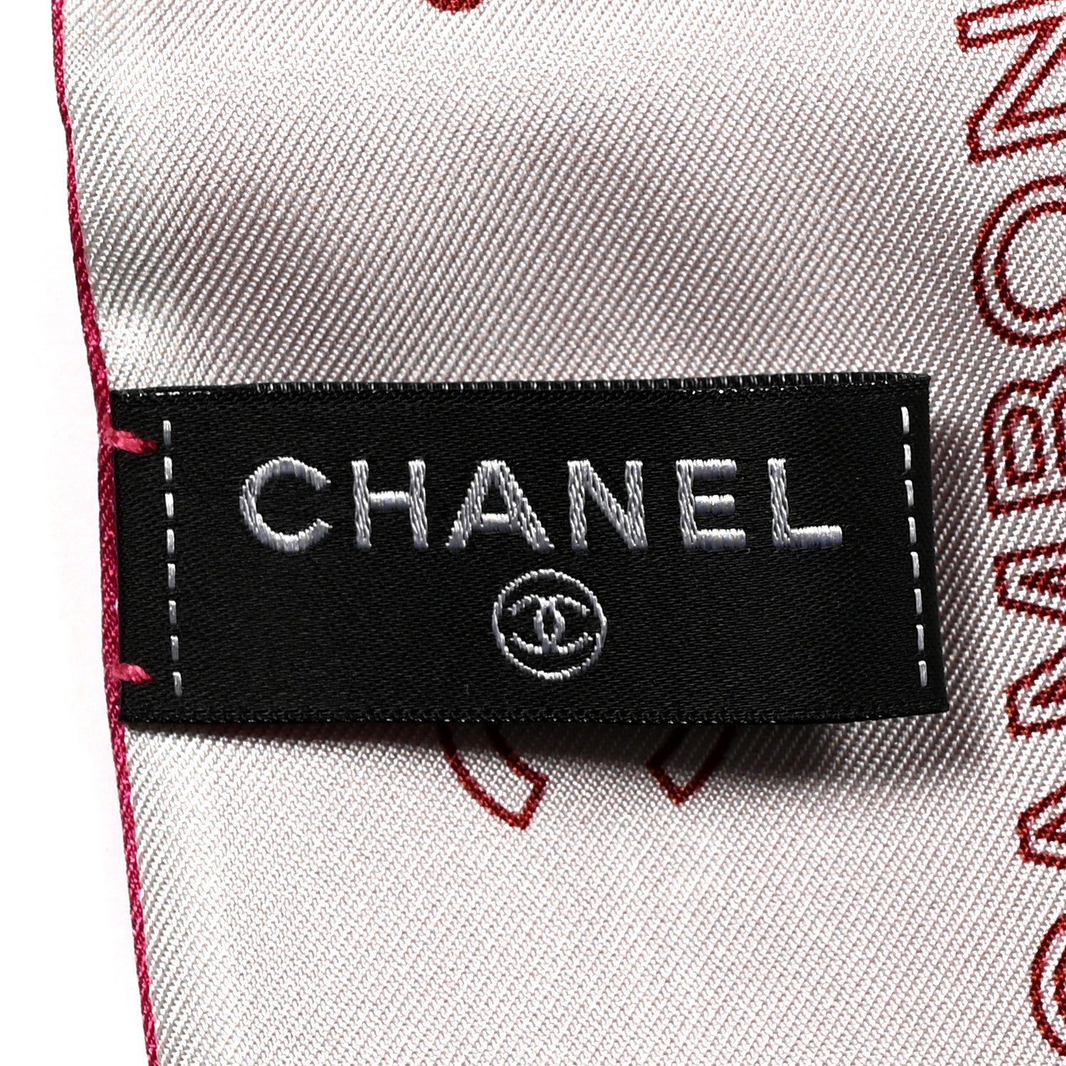 Chanel Silk 19 Rue Cambon Slim Bandeau Scarf Pink White 3 of 4