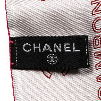 Chanel Silk 19 Rue Cambon Slim Bandeau Scarf Pink White 3 of 4