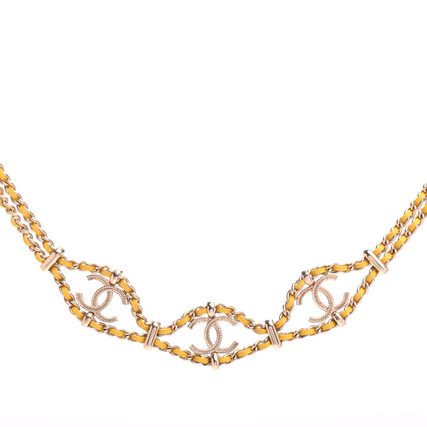 Chanel Metal Lambskin CC Chain Link Necklace Gold Yellow 1 of 3