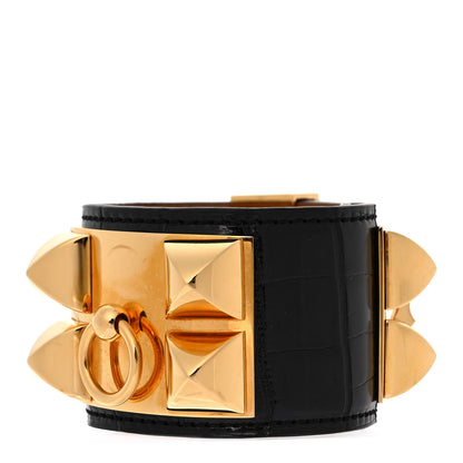 Hermes Matte Alligator Collier de Chien CDC Bracelet S Black 1 of 6