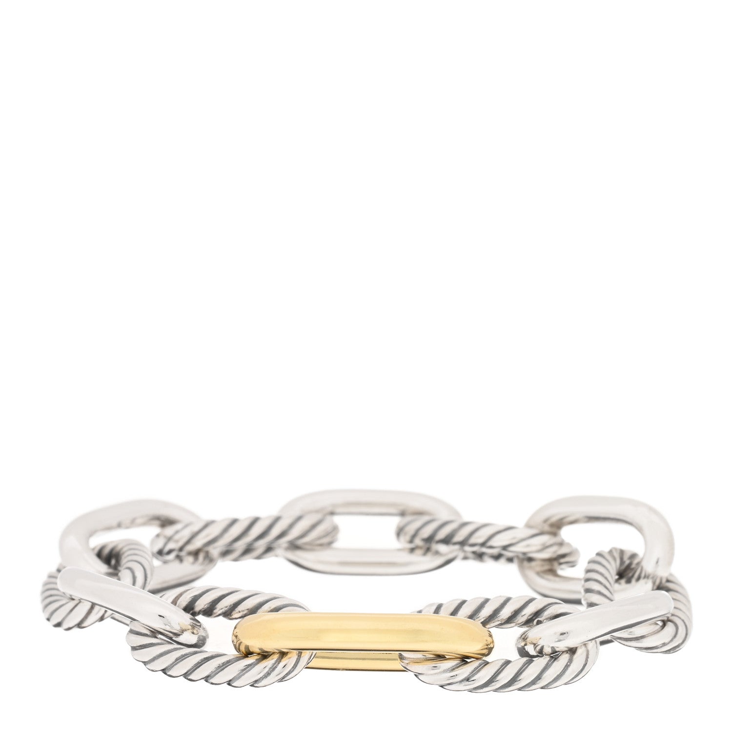 David Yurman Sterling Silver 18K Yellow Gold 11mm Madison Chain Bracelet 1 of 3