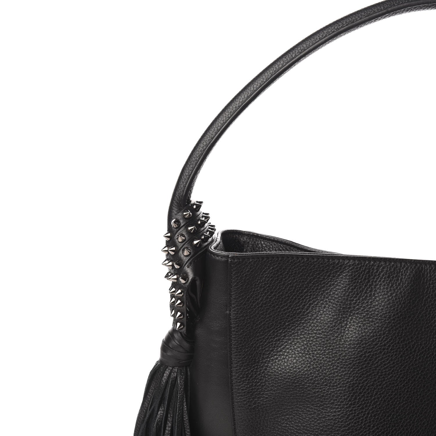 Christian Louboutin Empire Calf Spikes Fringe Eloise Hobo Black 10 of 10