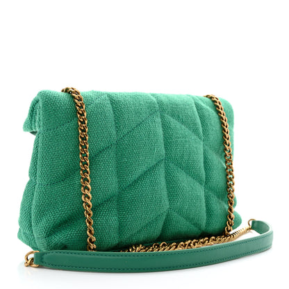 Saint Laurent Canvas Quilted Toy Loulou Puffer Monogram Chain Satchel Basil 3 of 10