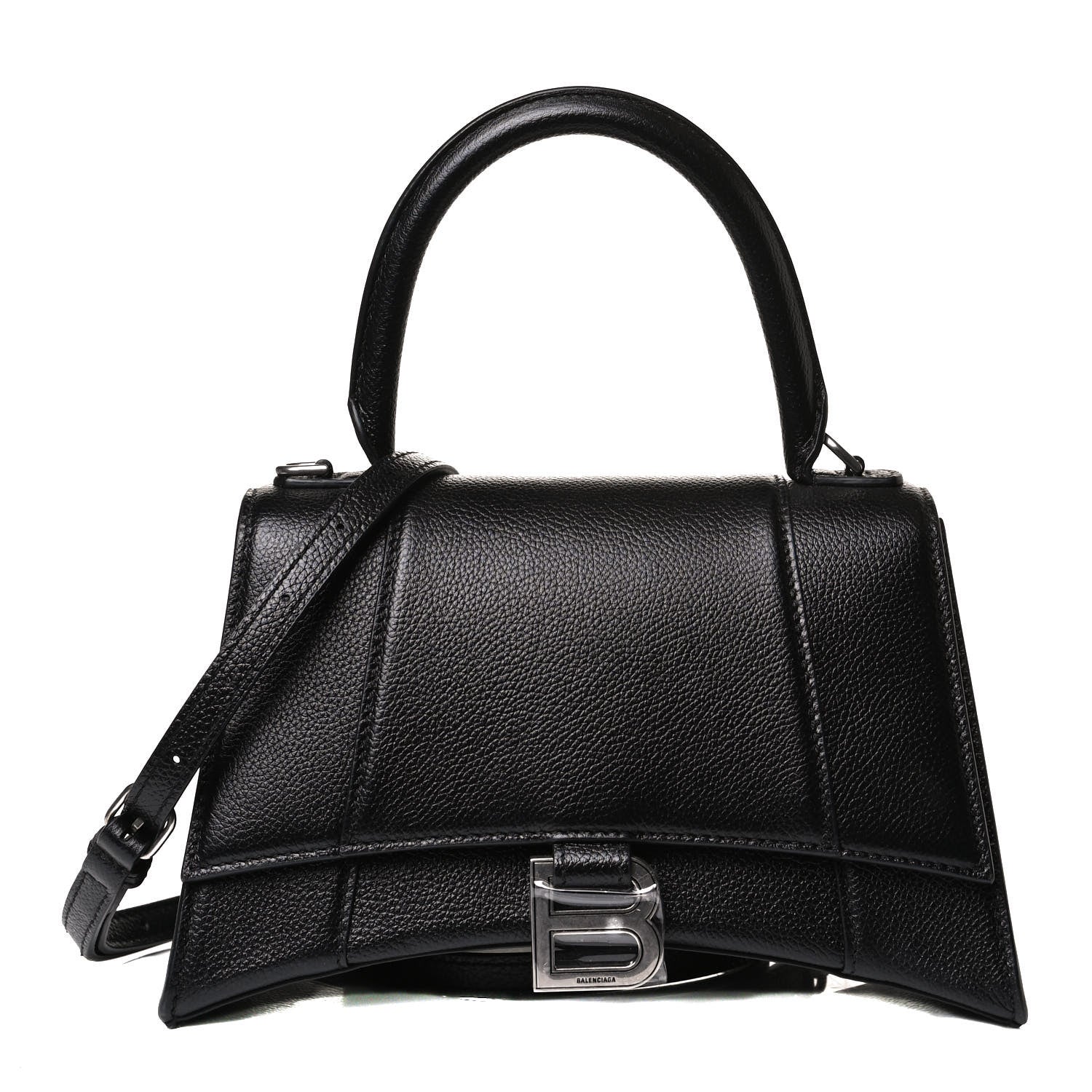 Balenciaga Grained Calfskin Small Hourglass Top Handle Bag Black 1 of 14
