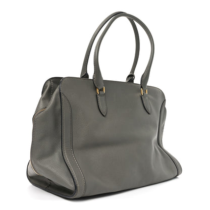 Alexander McQueen Pebbled Calfskin Large Skull Padlock Zip Around Tote Dark Grey 3 of 11