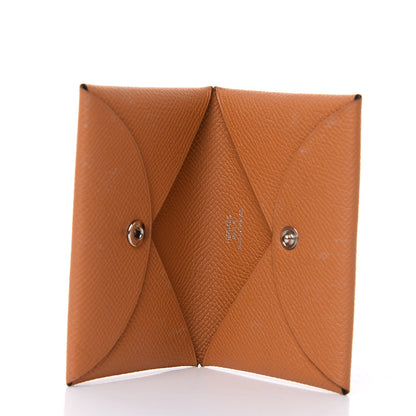 Hermes Epsom Calvi Card Case Gold 5 of 10