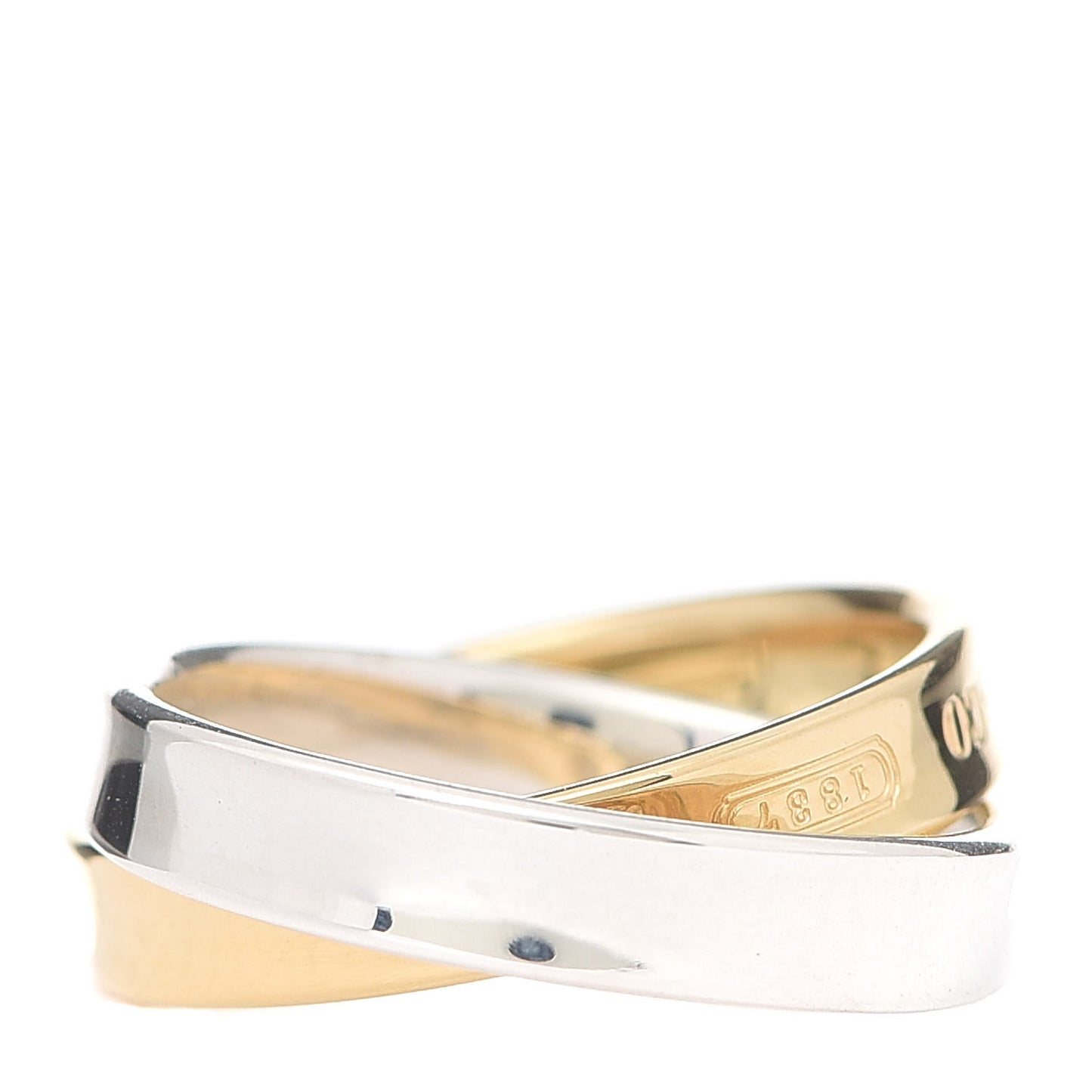 Sterling Silver 18K Yellow Gold 1837 Interlocking Circles Ring 54 6.75