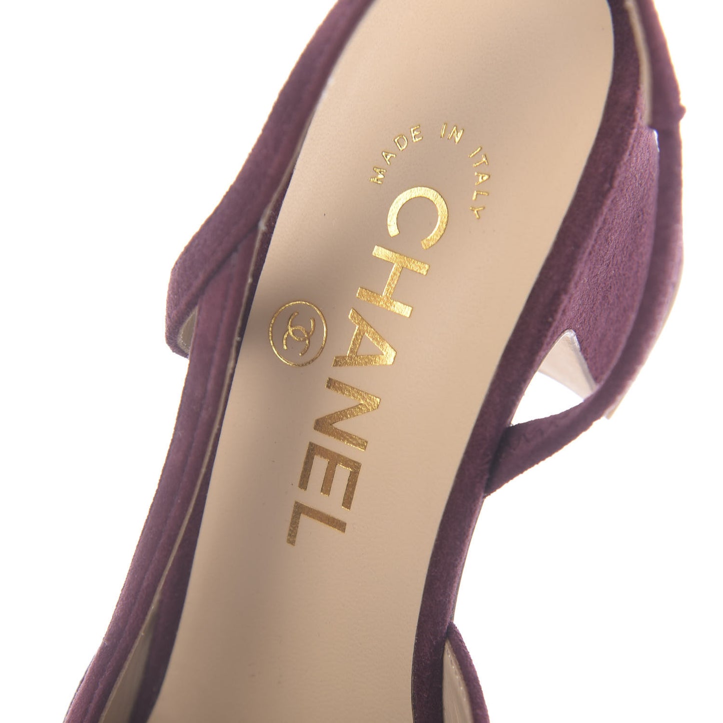 Kid Suede Metallic Lambskin Cap Toe CC Slingback Pumps 36 Burgundy Gold