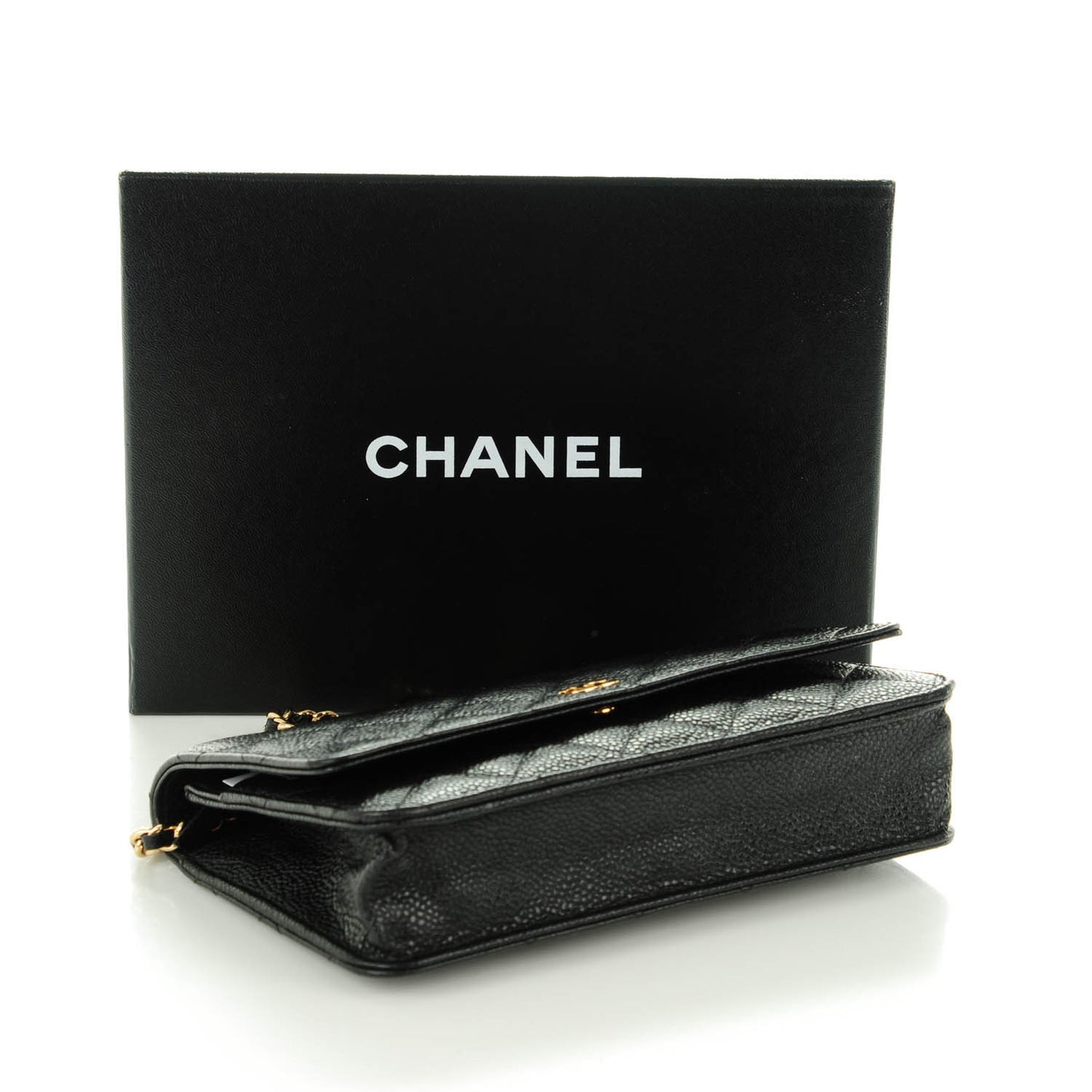 Caviar Quilted Wallet On Chain WOC Black