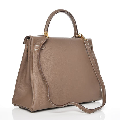 Hermes Togo Kelly Retourne 35 Etoupe 4 of 34