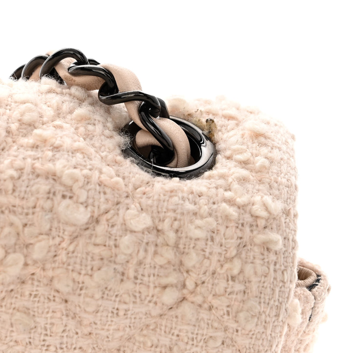 Tweed Quilted Mini Rectangular Flap Light Pink Black