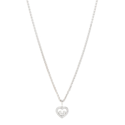Chopard 18K White Gold Happy Diamonds Floating Heart Pendant Necklace 1 of 8