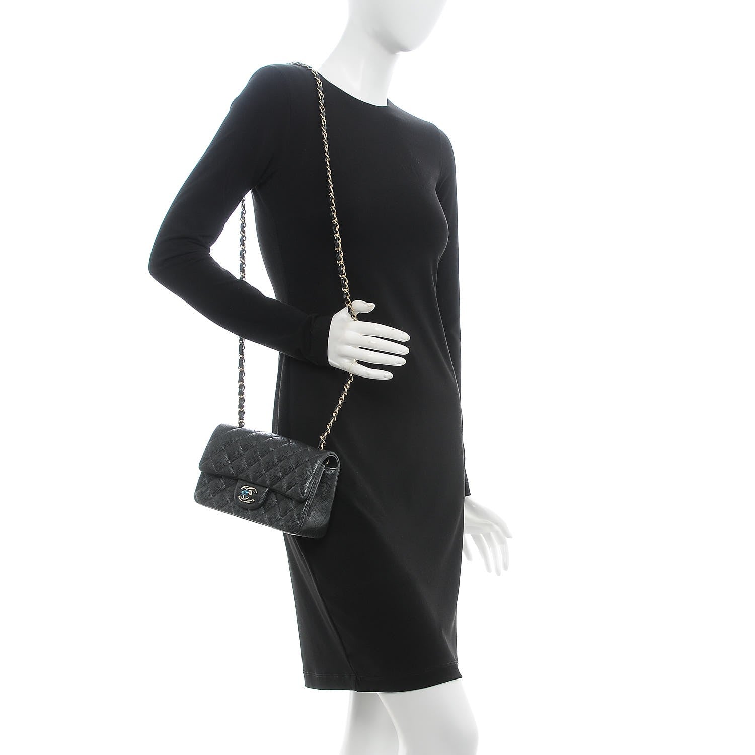 Chanel Caviar Quilted Mini Rectangular Flap Dark Grey 2 of 8