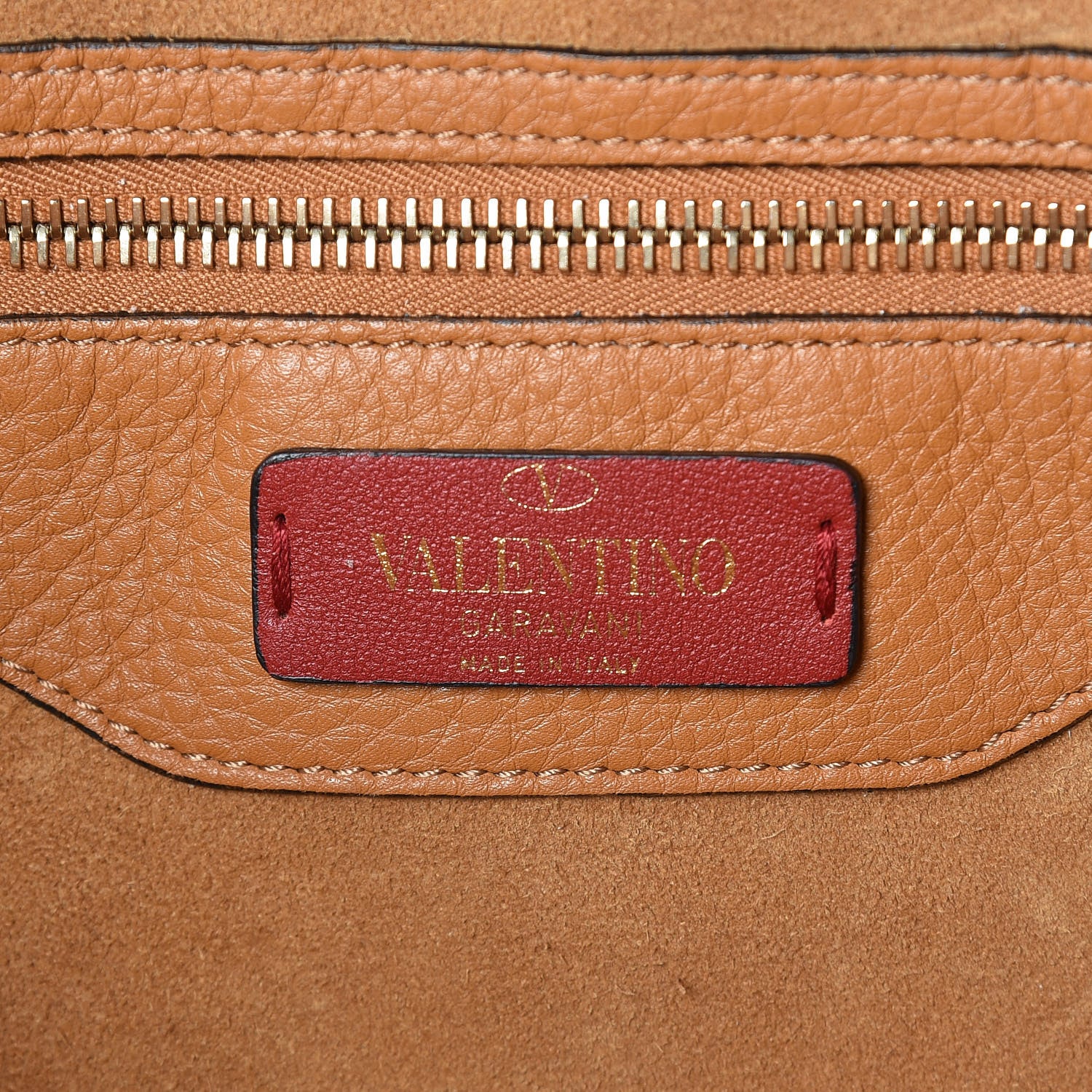Valentino Garavani Grained Calfskin Rockstud Shoulder Tote Tan 6 of 9