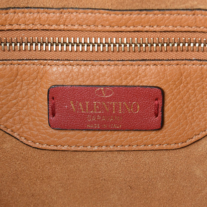 Valentino Garavani Grained Calfskin Rockstud Shoulder Tote Tan 6 of 9