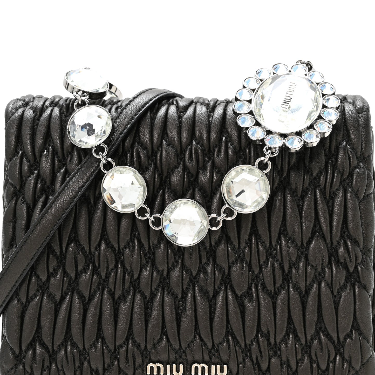 Nappa Matelasse Crystal Shoulder Bag Black