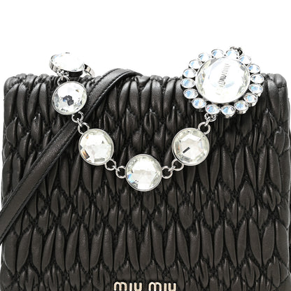 Miu Miu Nappa Matelasse Crystal Shoulder Bag Black 9 of 12