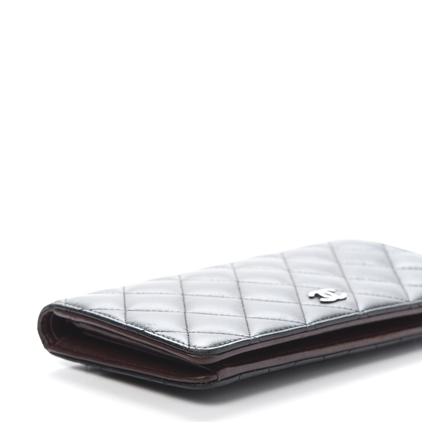 Lambskin Quilted Yen Wallet Black