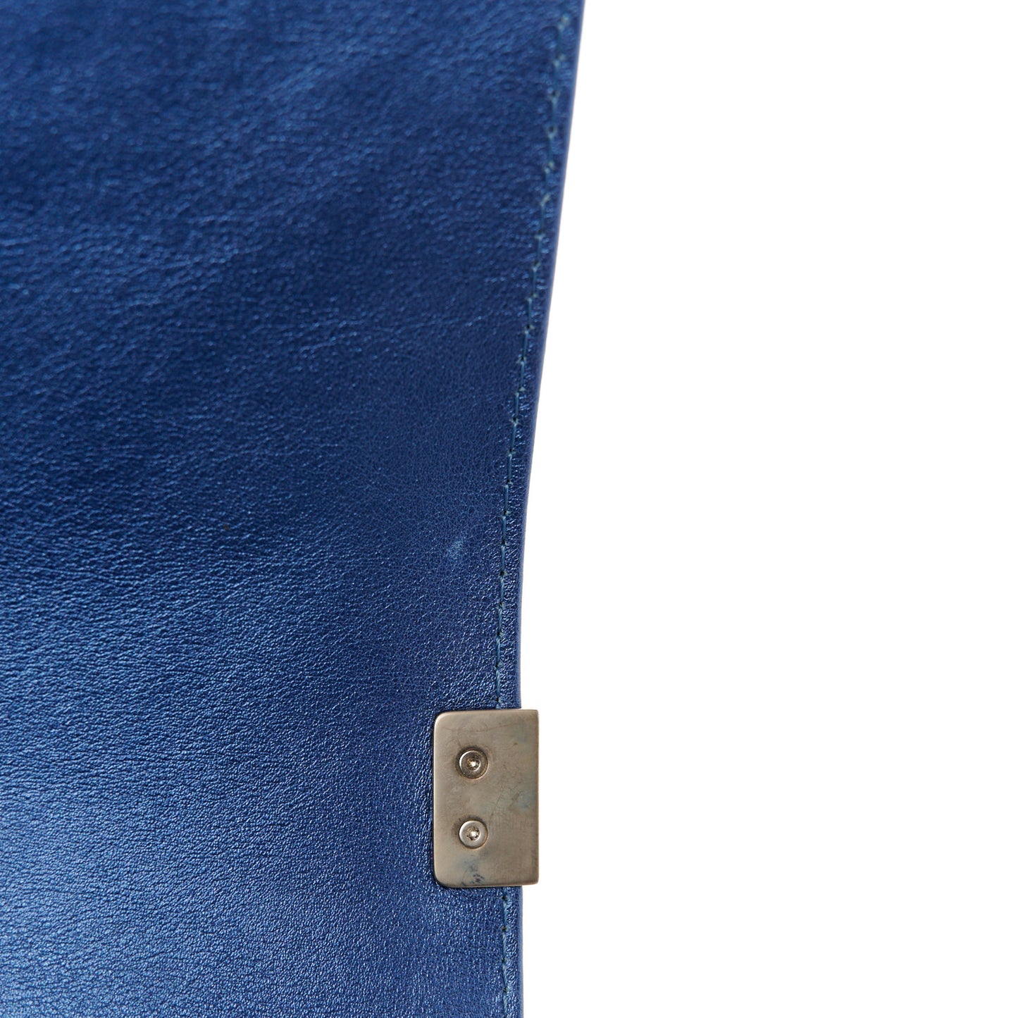 Metallic Lambskin Perforated Quilted Medium Boy Flap Blue
