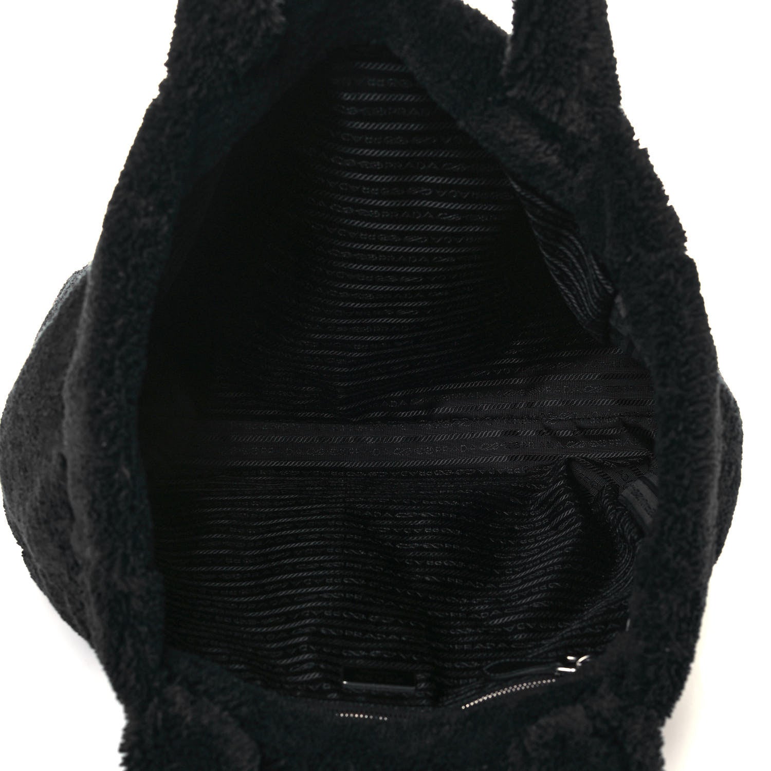 Prada Terry Cloth Tote Bag Black White 5 of 12