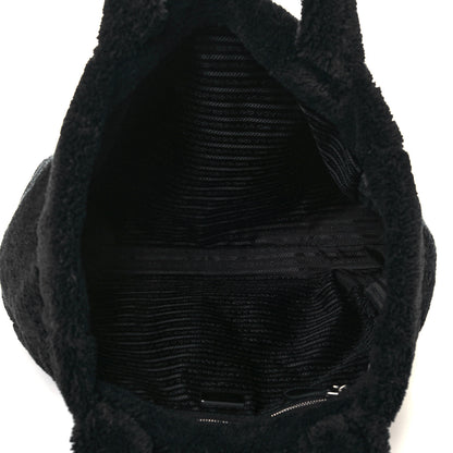 Prada Terry Cloth Tote Bag Black White 5 of 12